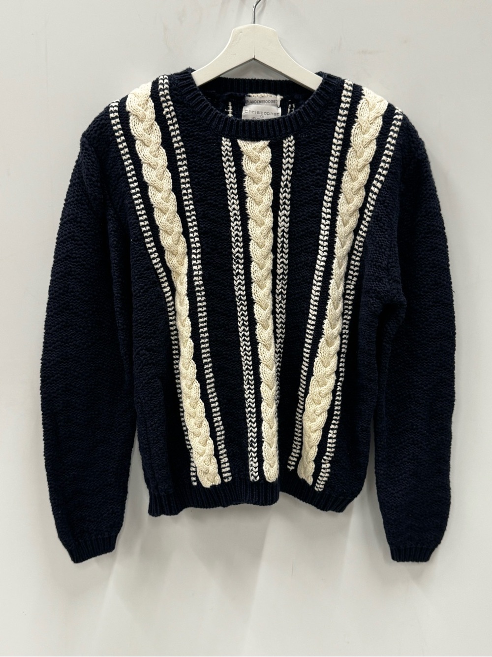 Vintage christopher & banks hand embroidered ramie cotton blend sweater Sz Large